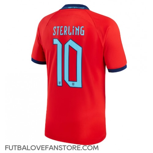 Anglicko Raheem Sterling #10 Vonkajší futbalový dres MS 2022 Krátky Rukáv
